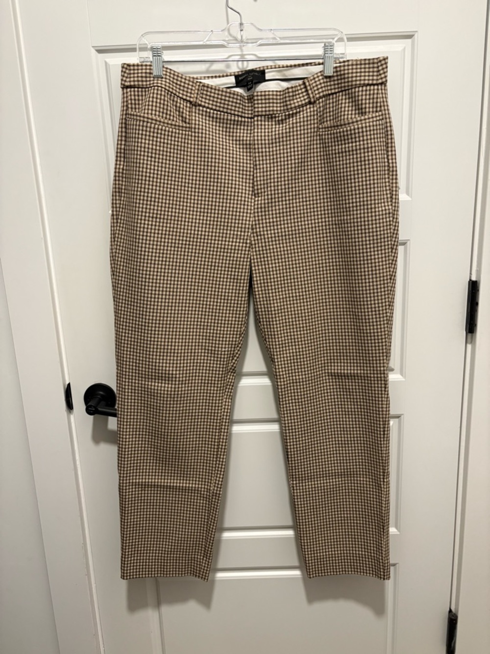 Banana Republic Sloan Cut Women's Straight Leg Checked Pants in Tan and Brown